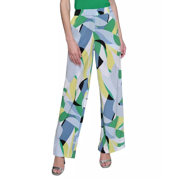 Karl Lagerfeld Paris Women's Geo-Print Wide-Leg Pants Size S 17075